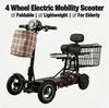 EU Certified Foldable Mobility Scooter for Elderly | Dual 250W Motors, 36V 20Ah Battery, 25KM Range | 4-Wheel Electric Travel Scooter with Basket