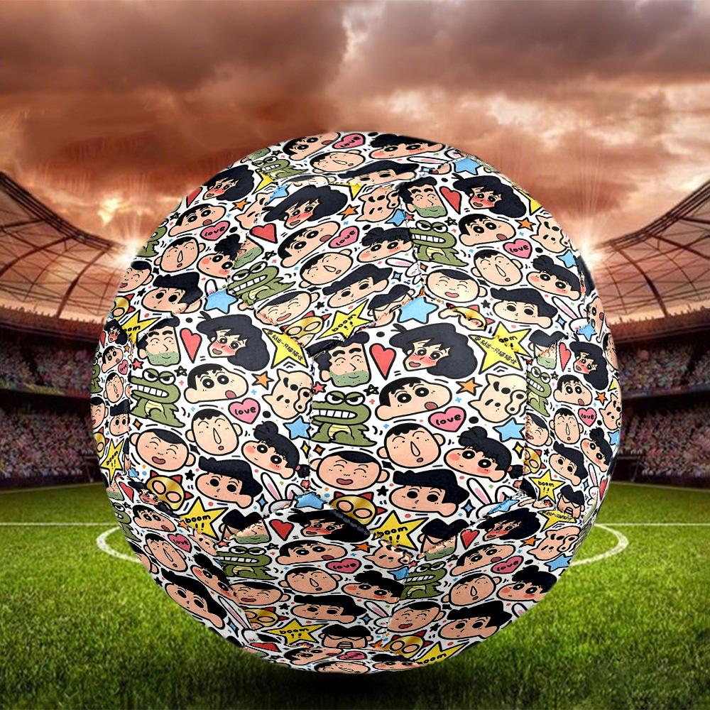 Crayon Shin Print Size 5 Soccer Ball, Standard Match Football for Sports Game and Team Practice, Ideal Gift for Soccer Fans