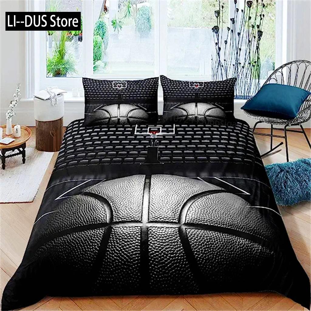 Duvet Cover Kids Basketball Bedding Set Cool Sport Theme Comforter Cover For Boys Teens Gifts Duvet Cover For Bedroom Decoration