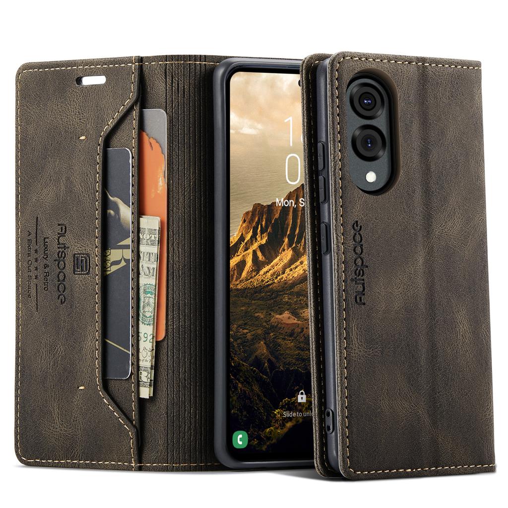 For Samsung Galaxy S25 Edge Wallet Case AUTSPACE A01 Leather Stand Cover with RFID Blocking Card Holder