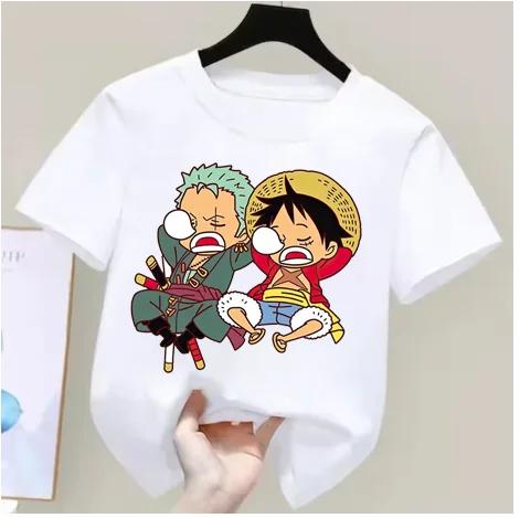 One Piece Boys Girls T Shirt Summer Kids Anime TShirt Luffy Zoro Nami Chopper Cute Clothes Cartoon Tees Birthday Gifts Tops