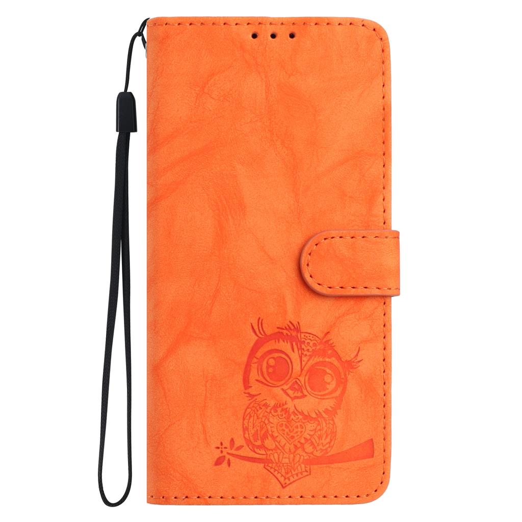 For Samsung Galaxy S25 FE Case Owl Imprinted PU Leather Wallet Phone Cover with Wrist Strap
