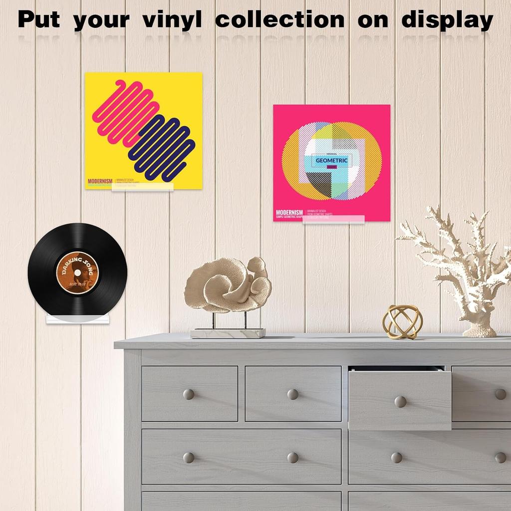 20 Pack Vinyl Record Display Shelf Wall Mount, 4 Inch Clear Record Holder Floating Shelves Acrylic Album Display Holder for Decorate Your Office Home