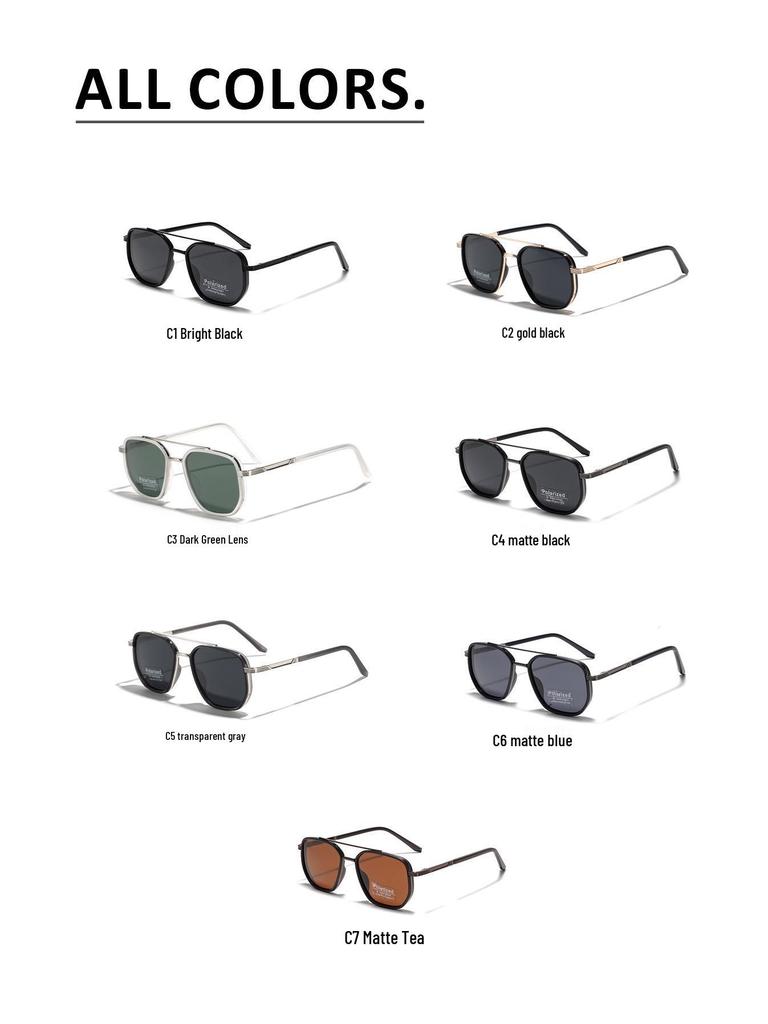 2025 Retro Polarizované TR90 Polokovové Čtvercové Sluneční brýle pro Muže a Ženy