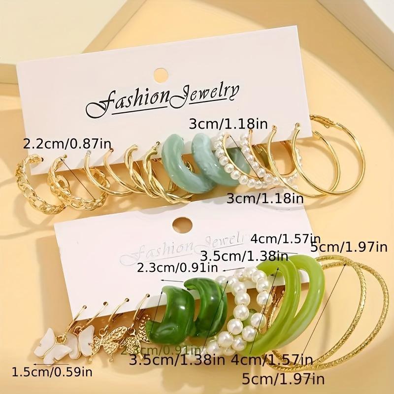 Böhmische Acryl Schmetterling Harz C-förmige Ohrringe Mode Imitations Zirkon Creolen Set Damen Sommer Strand Zirkon