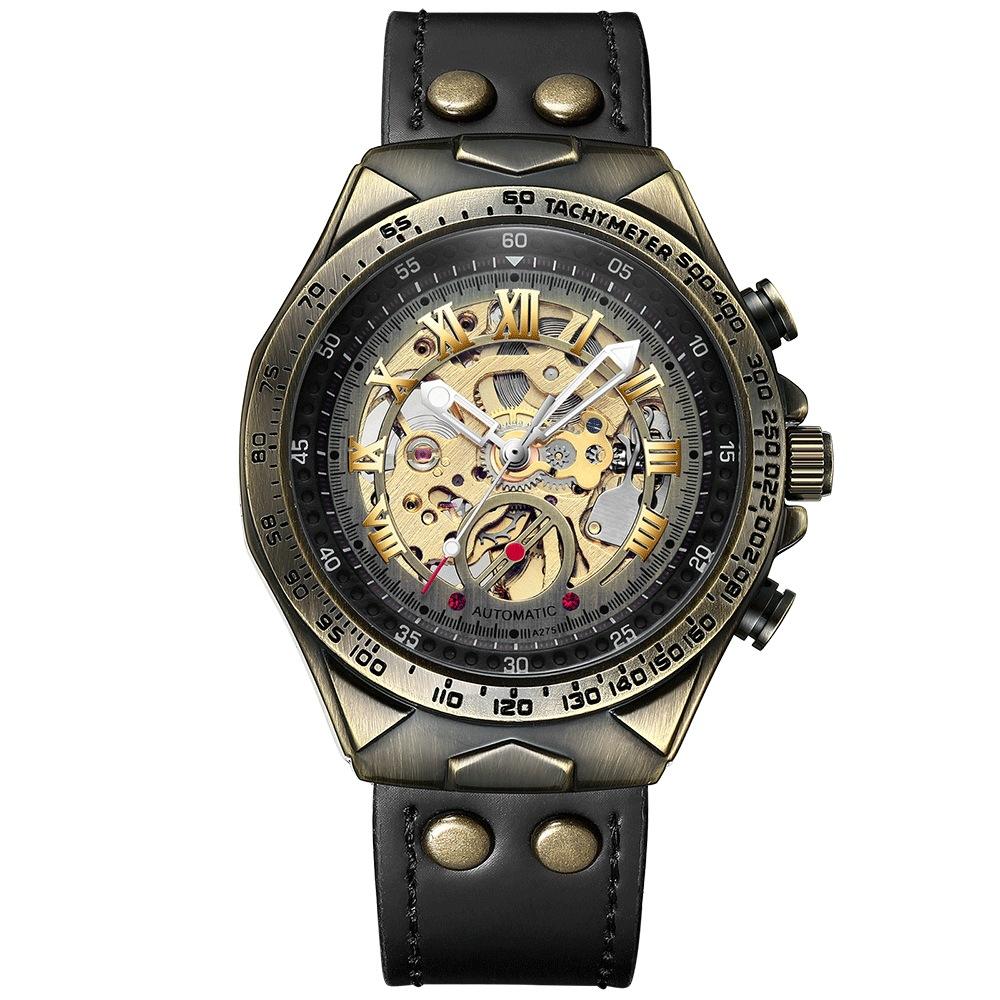 

E-Commerce Retro Hollow Mechanical Watch Fashionable And Casual, Automatic Mechanical Machine Men S Watch