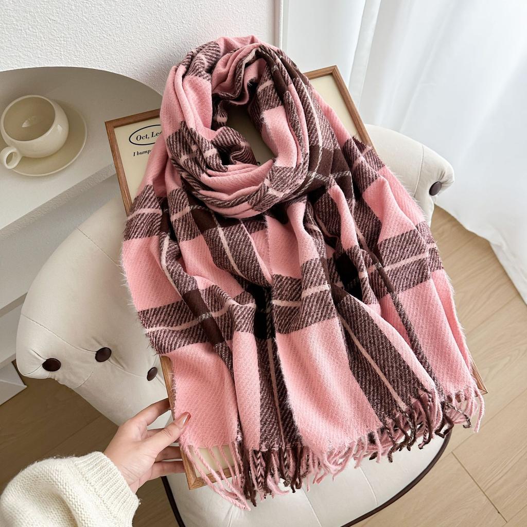 New Scarf for Women In Classic Versatile Student Thickened Long Warm Plaid Shawl for Couples
