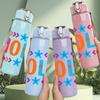 1PC Hola Colorful Letter Art 750ml Color Plastic Sports Water Bottle Leakproof Flip Straw Lid Suitable for Sports Office Home Use