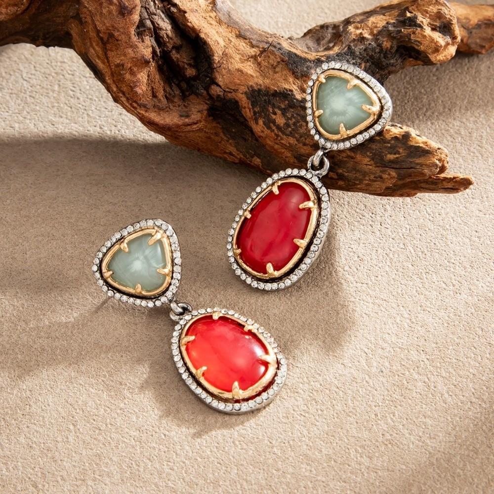 Irregular Resin Drop Earrings Layered Gem Drop Earrings Statement Earrings Holiday Occasion