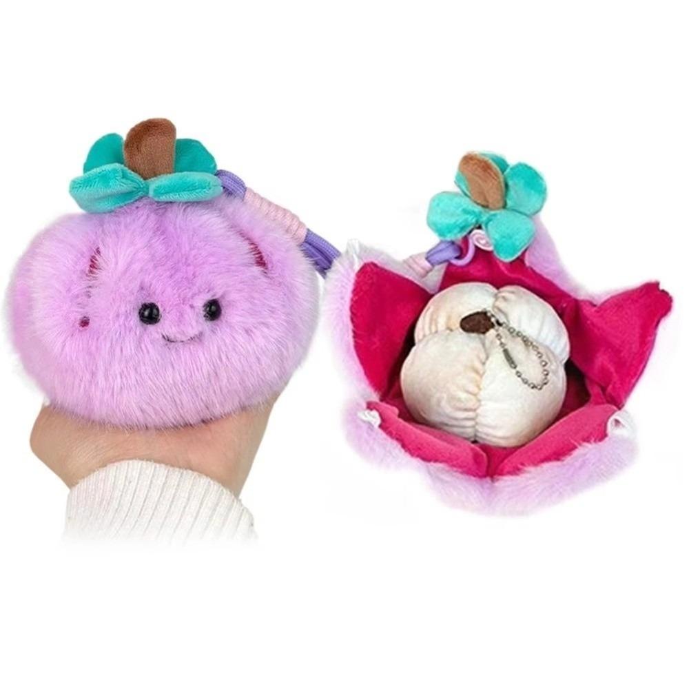 Soft Filled Orange Plush Keychain Furry Texture Simulation Food Toy Backpack Decor