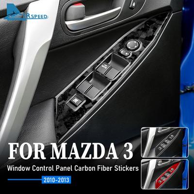 Panelové nálepky na tlačidlá ovládačov okien dverí auta z pravej karbónovej vlákniny pre Mazda 3 2010 2011 2012 2013 Výplň Interiérové Doplnky