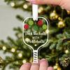 2PCS Deck The Halls with Pickleball Transparent Acrylic Ornament, Xmas Hanging Acrylic Ornaments, Personalized Pickleball Christmas Ornament