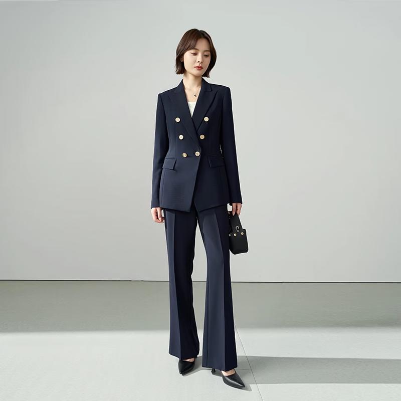 Women's Double-Breasted Business Suit Set with Flare Pants