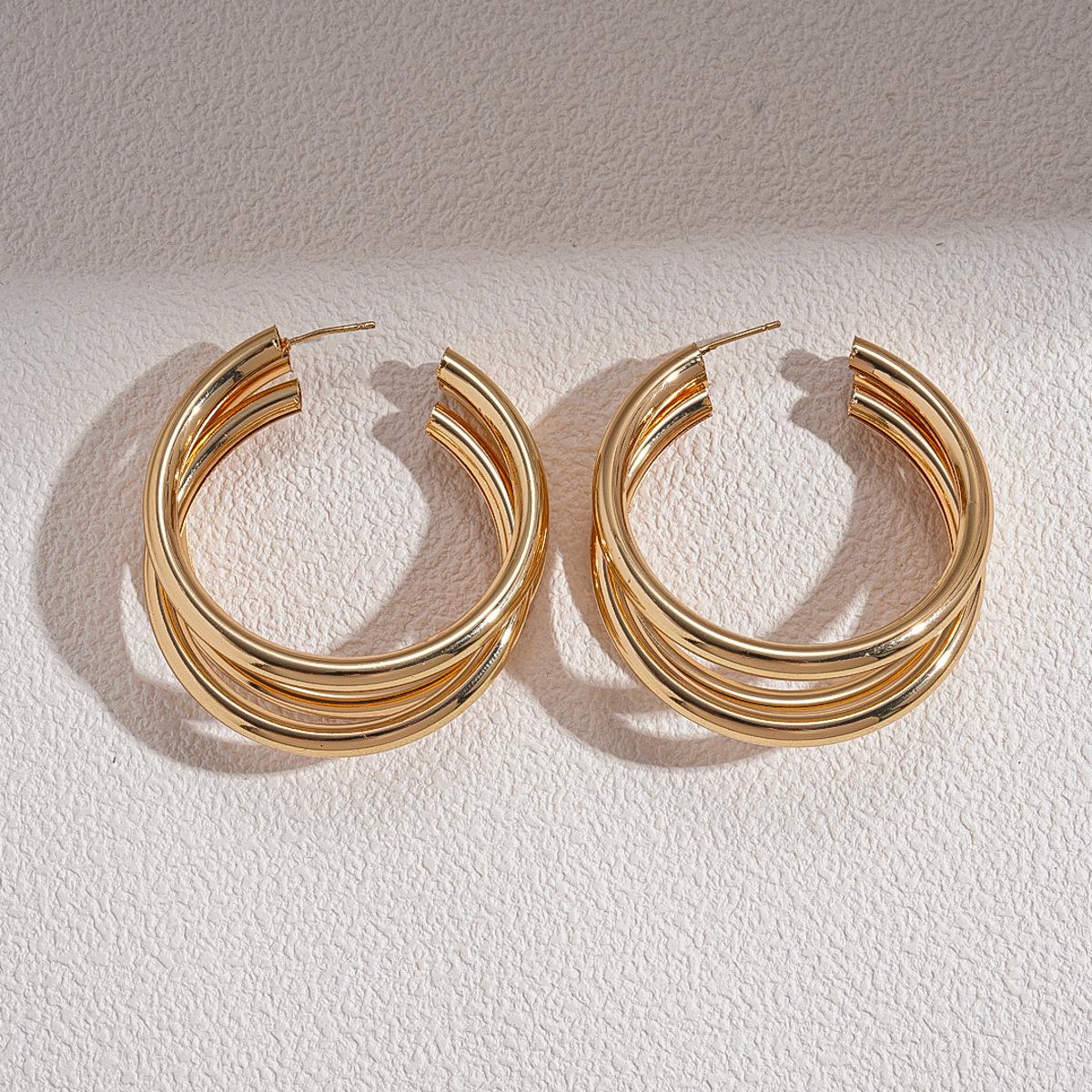 Геометрические многослойные круглые С-серьги Серьги в стиле  холодный ветер