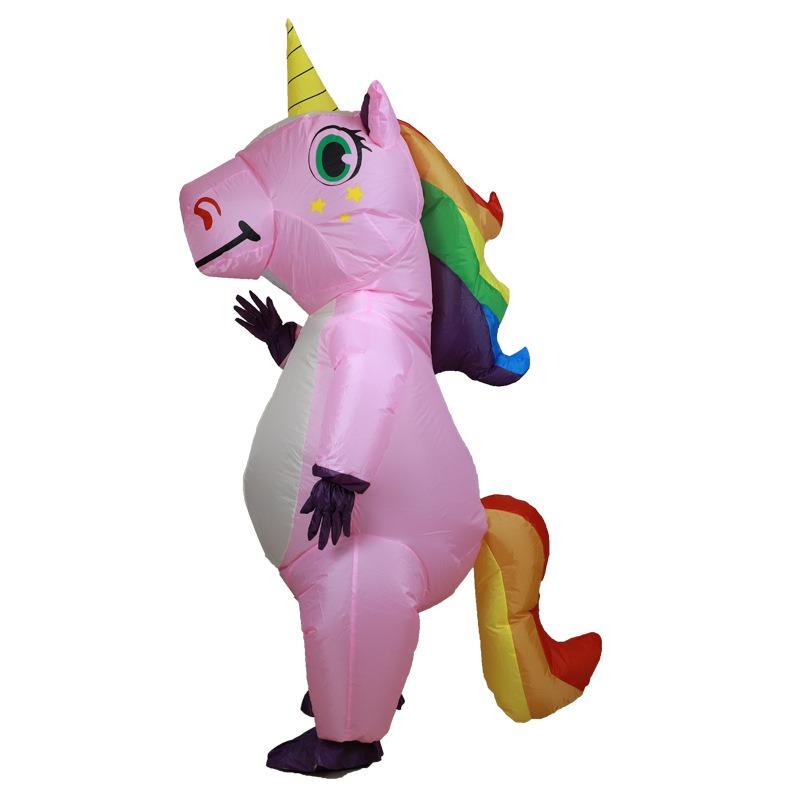 Anime Inflatable Unicorn Costume Pink Full Body Unicorn Cosplay Costumes with Blower Funny Party Halloween Costume for Adult