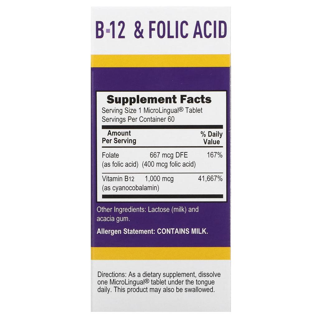 Superior Source, Cyanocobalamin B-12 & Folic Acid, 60 Instant-Dissolving MicroLingual Tablets