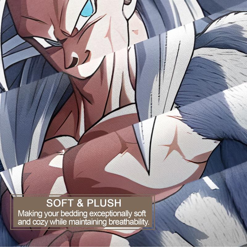 Japanische heiße Anime-Bettwäsche mit G-Goku-Muster, Bettbezug und Kissenbezug, geeignet für Kinder-Jahreszeiten-Schlafzimmerdekoration