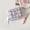 Large Capacity Y2K Cherry Pencil Case Checkered Cartoon Cherry Makeup Bag Korean Pencil Bag  Gifts