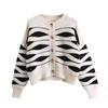 Cardigan Sweater 2023 Autumn Wave Stripe Sweater for Women Design Sense Knitted Cardigan Versatile and Lazy Sweater Female Coat