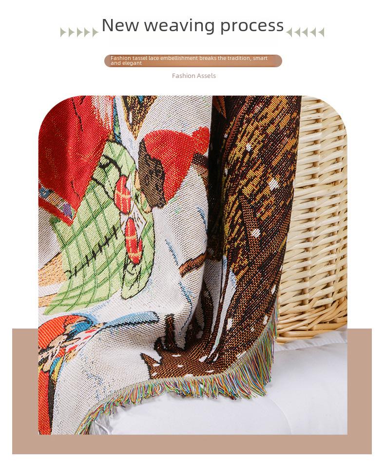 Bohemian Christmas Tapestry Blanket - Thick, Anti-Cat Claw Sofa Cover