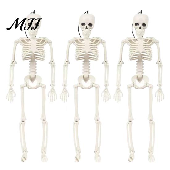 Compact Halloween Figurines for Tables Realistic Skeleton Figure, 40cm Posable Joints Hanging Skull Decoration, Lightweight Props Indoor Displays