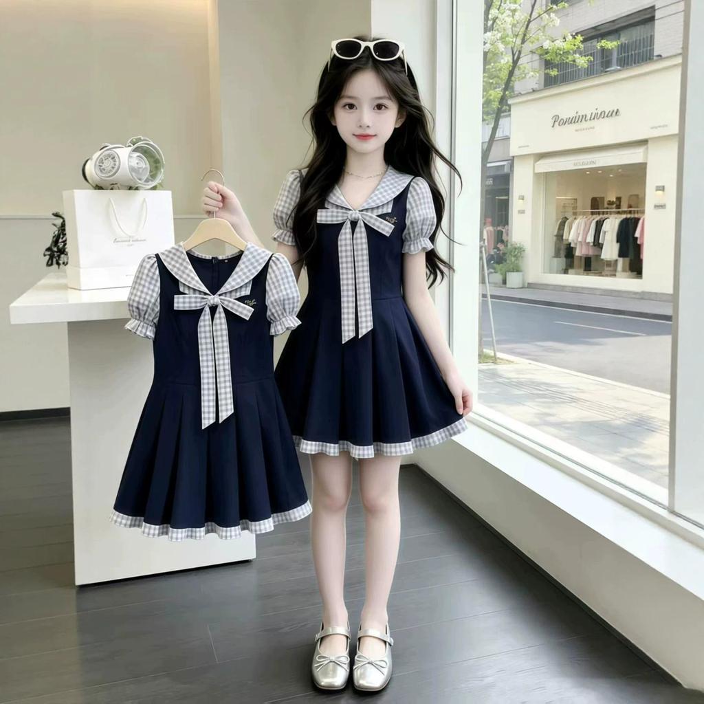 Plaid Patchwork Princess Dress for Kids - Stylish Summer School Skirt