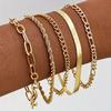 5 Bracelet Set Bohemian Minimalist Hand Decoration Metal Chain Women's Multi Layered Chain