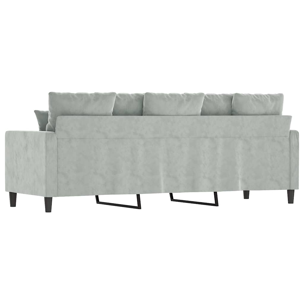 Vidaxl 3-Seater Sofa, Light Grey, 180 Cm, Upholstered In Velvet