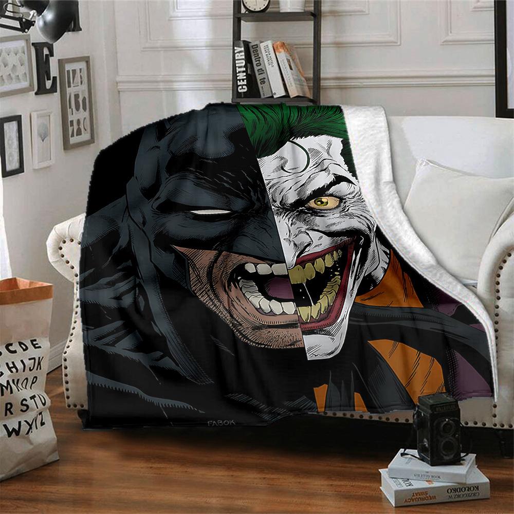 1pc Batman Joker Flannel Throw Blanket - HD Printed Lightweight Soft Warm All-Season Blanket for Sofa, Bed, Travel, Camping191