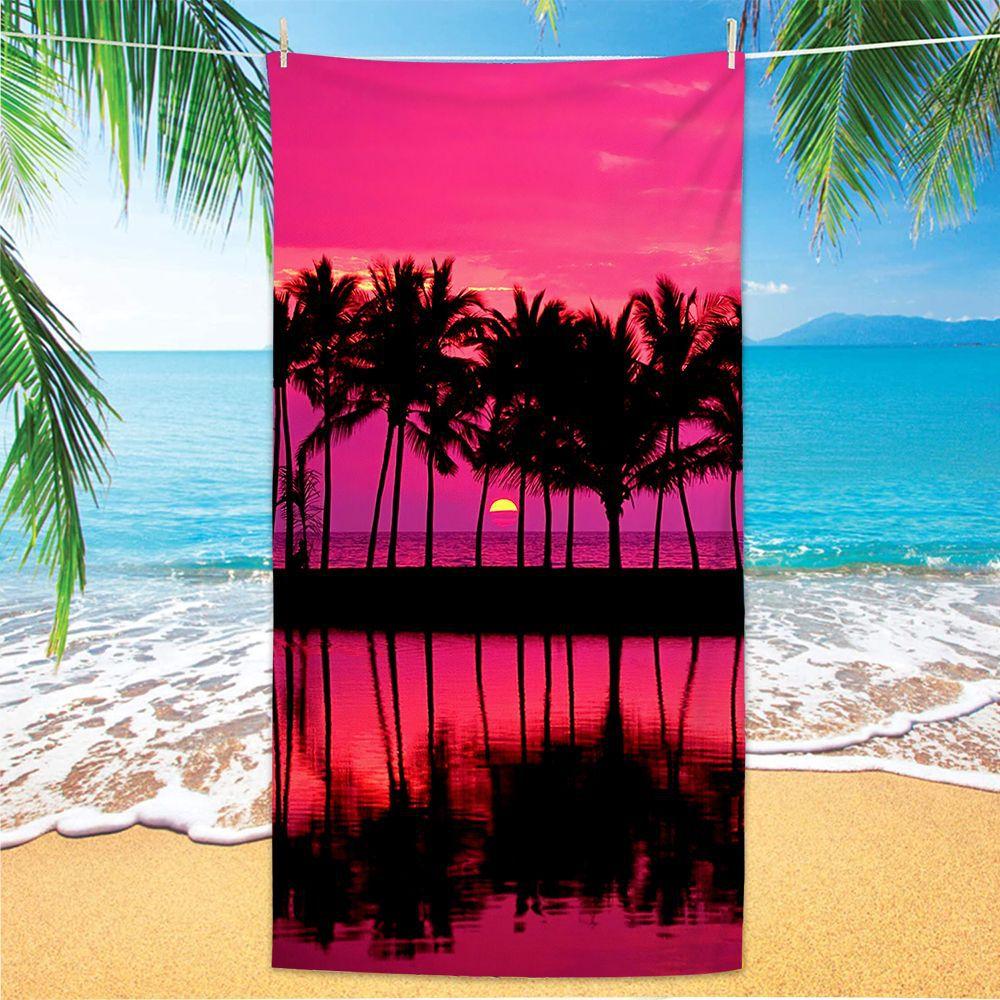 Coconut Palm Trees Beach Towel Microfiber Tropical Beach Beach Towels for Travel Quick Dry Super Absorbent Sand Proof Bath Towel