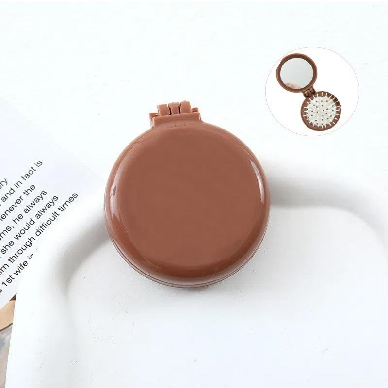 Portable Folding Air Cushion Comb and Mirror - Stylish Student Massage Brush for Girls