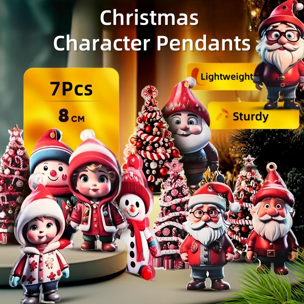 Christmas Acrylic Hanging Ornament Flat Figure Car Interior Decoration Pendant Holiday Party Hanging Decoration