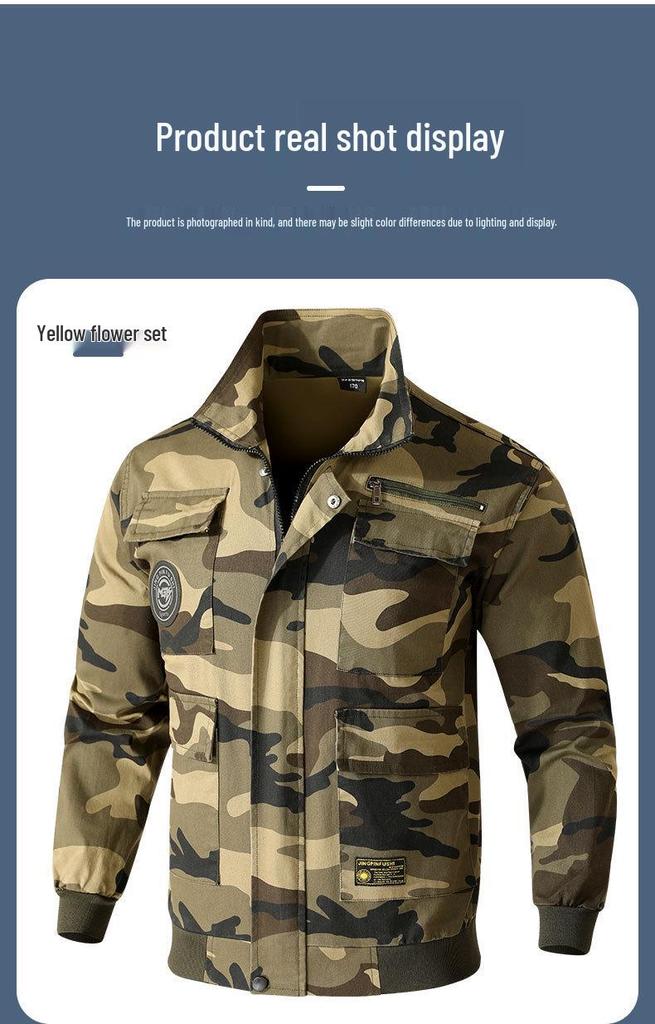 Unisex Elastic Workwear Set: Camouflage Cotton, Anti-Scald, Wear-Resistant for Welders and Auto Repair