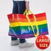 Large Rainbow Striped Tote Bag Spacious & Stylish Color Block Shoulder Bag Perfect for Everyday Use
