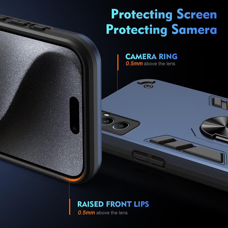 For Realme C65 C67 Shockproof Armor Metal Ring Cover For Realme C65 For Realme C67 Magnetic Car Holder Phone Case Funda