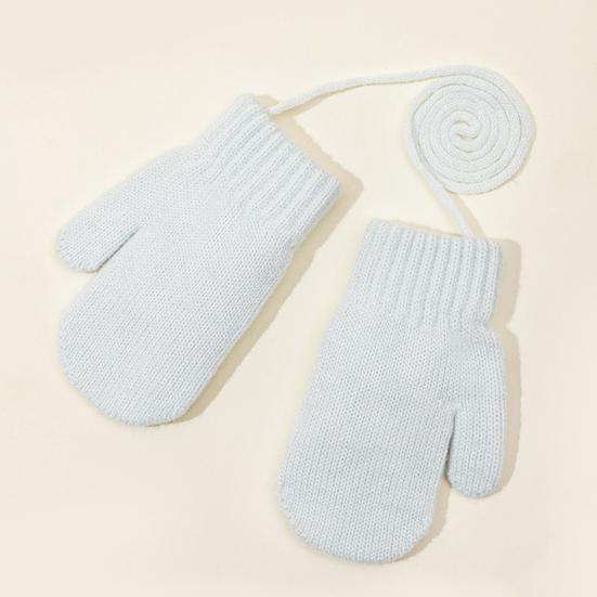Kids Winter Gloves Warm Thickened Full Finger Mittens Knitted Gloves with Rope for Boys