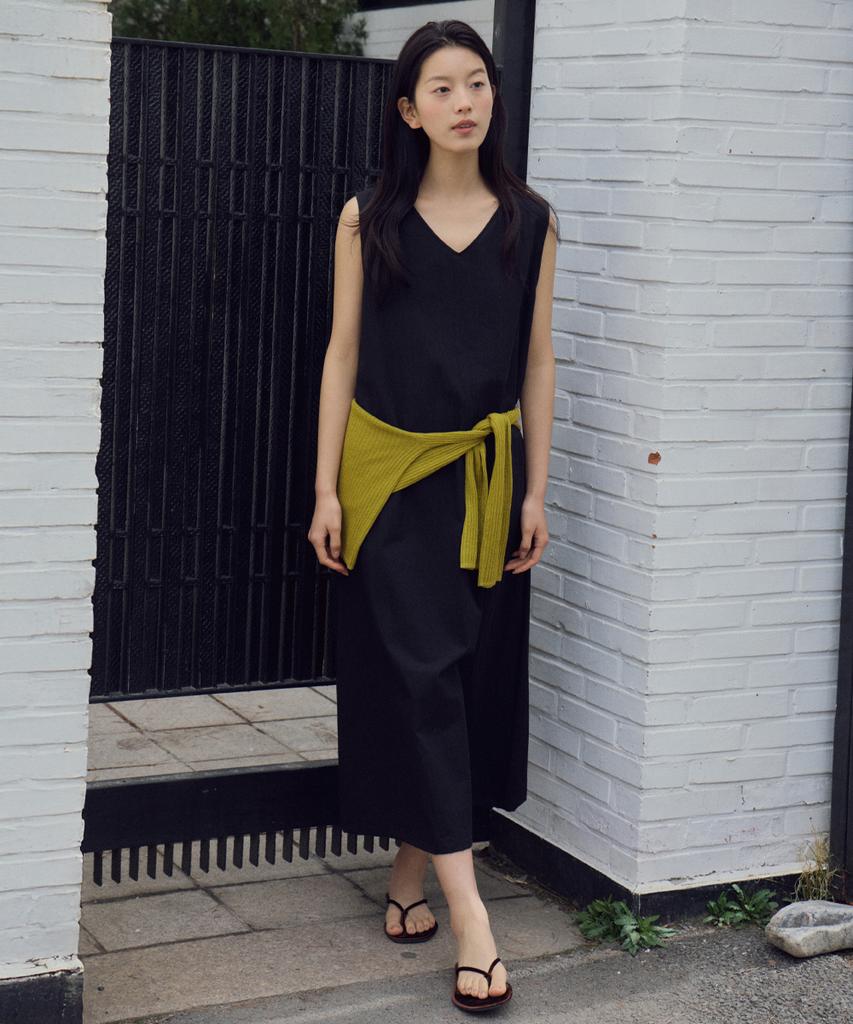 Wednesday Oasis For Woman V-Neck Layered Long Sleeveless Dress_Black(W26Ops01)