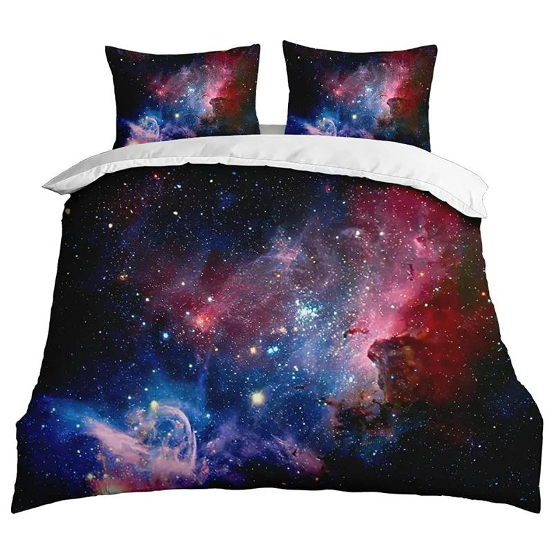 Galaxy Theme Blue Purple Design Duvet Cover Full Size For Girls Boys Teens Kids Gifts Starry Dream Sky Bedding Collection Room Decor