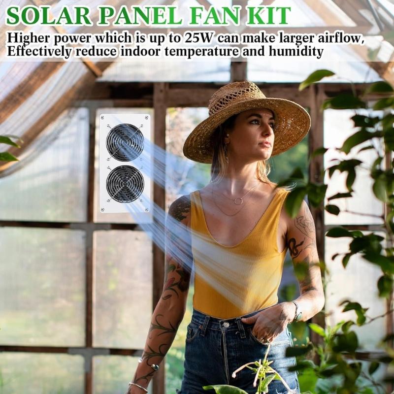 25W 12V Monocrystalline Solar Panel With Double Cooling Fan For Efficient Energies Conversion And Plastic Construction