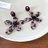 Silver needle resin smudged leopard print flower stud earrings retro Spice Girl fashion personalized earrings design sense niche earrings women