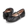 Barbara Lambskin Pleated Soft Jewel Strap Mary Jane Flat 1.5cm 2 Colors