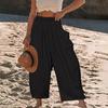 Women Comfortable Casual High-Waisted Solid Color Loose Lantern Pants with Pocket