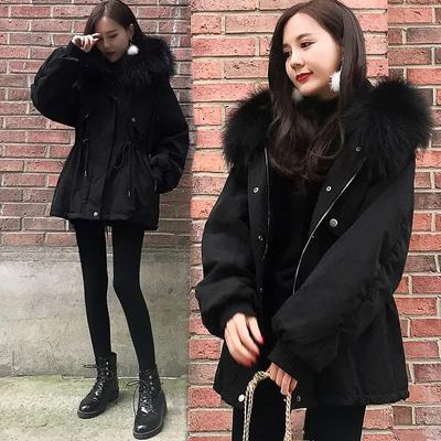 Daunen Kapuzen Steppjacke Damen Winter Kurz Steppjacke Studentinnen Pelzkragen Taillen Steppjacke Dicke Jacke Damen