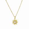 18k Gold Rotatable Sun Pendant Necklace with Zircon and Diamonds