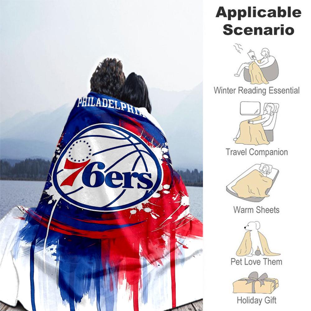 1PC Philadelphia 76ers Outdoor Blanket Lightweight Flannel, Soft & Warm, All-Season Use for Sofa, Outdoor, Camping, Living Room, Office01