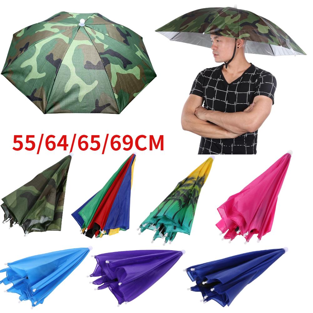 Outdoor Use Foldable Head Umbrella Hat Headwear Sun Cap Anti-Rain Anti-Sun Fishing Golf Biking Hiking Camping Shade Umbrella Hat