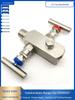 EF-3 Stainless Steel Integrated Two-Valve Manifold with Pressure Gauge and Double Thread.