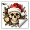 Holiday Window Clings for Glass Christmas Skull Wall Decal, Removable PVC Sticker with Santa Hat Rose Party Decor Design, Dark Bedroom Living