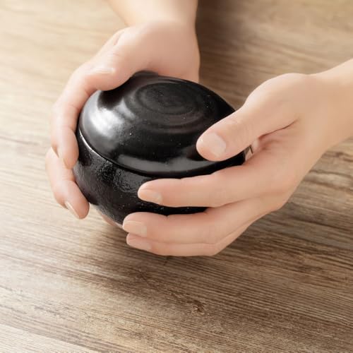 &NE Banko Ware Rice Container, Small, Hare to Ke (Special Occasions), Black, Holds 1 Serving (0.5 cups), Made in Japan, Ceramic, Microwave and Oven Sa