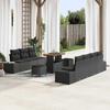 10 Piece Black Poly Rattan Garden Sofa Set with Cushions